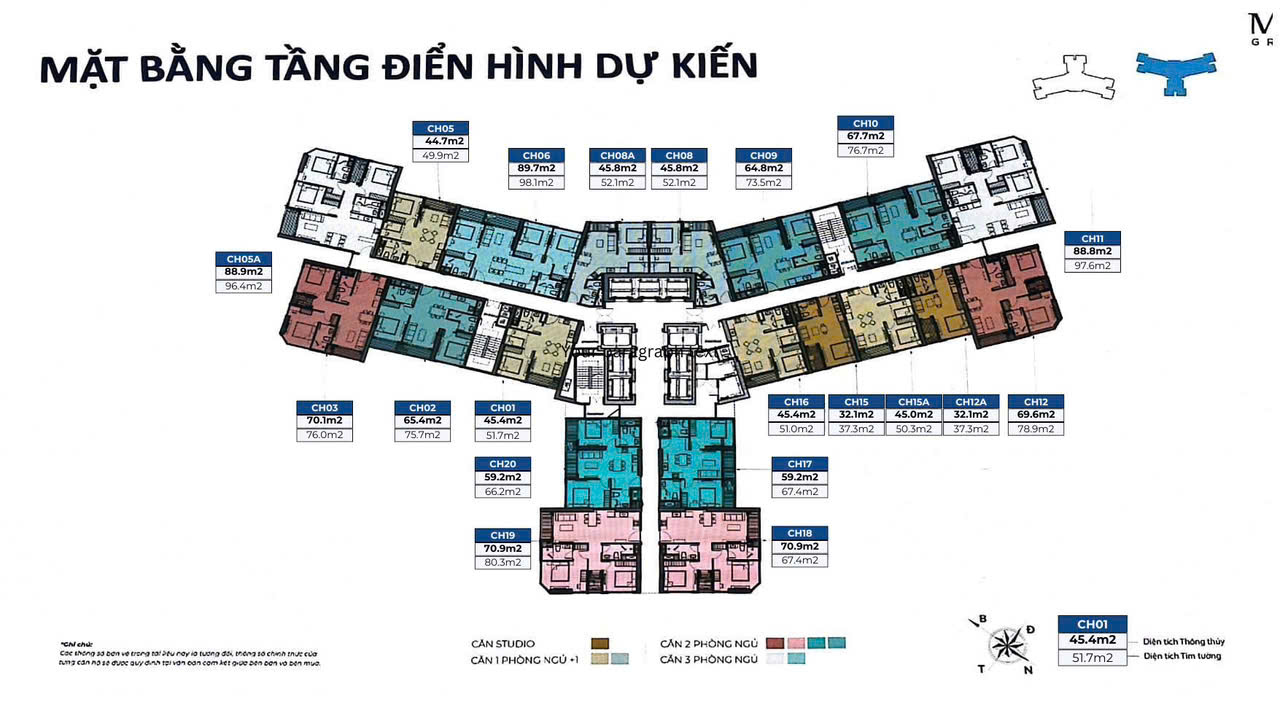 Mặt bằng tầng điển hình dự kiến Imperia Cổ Loa