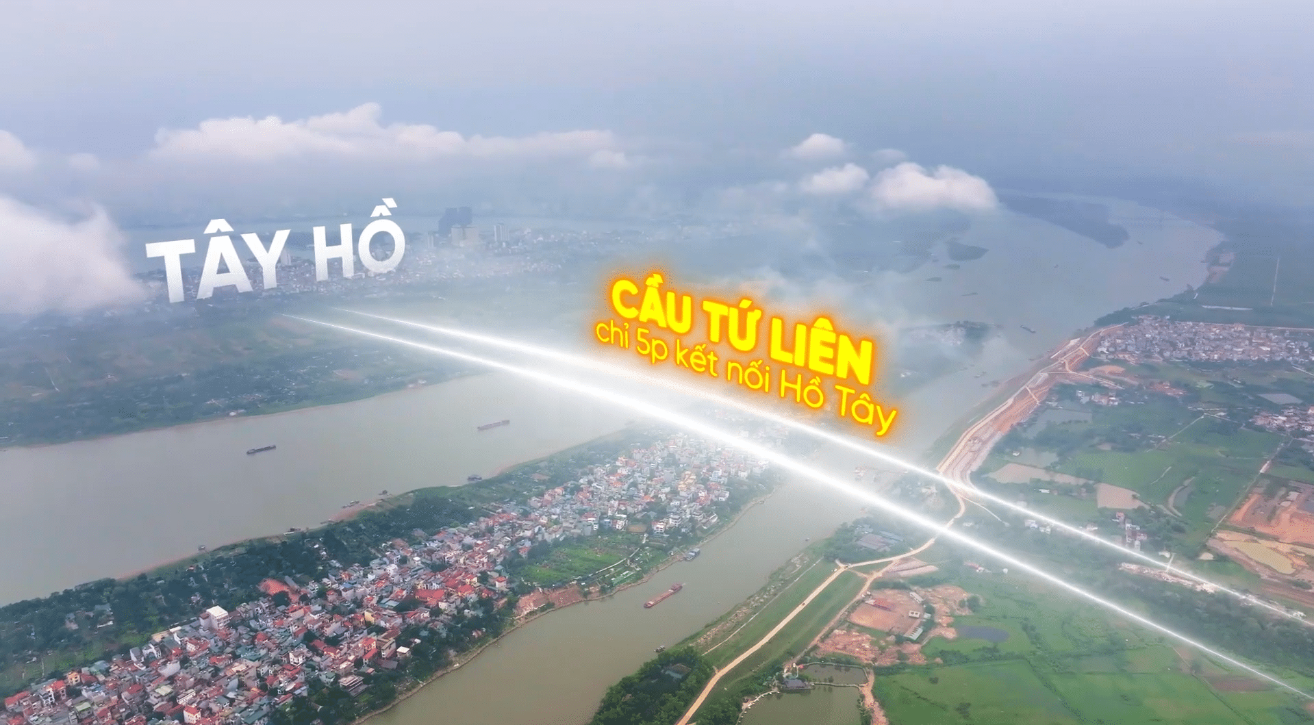 Khi hoàn thành, khoảng cách từ cầu Tứ Liên kết nối đến Hồ Tây chỉ mất 5 phút