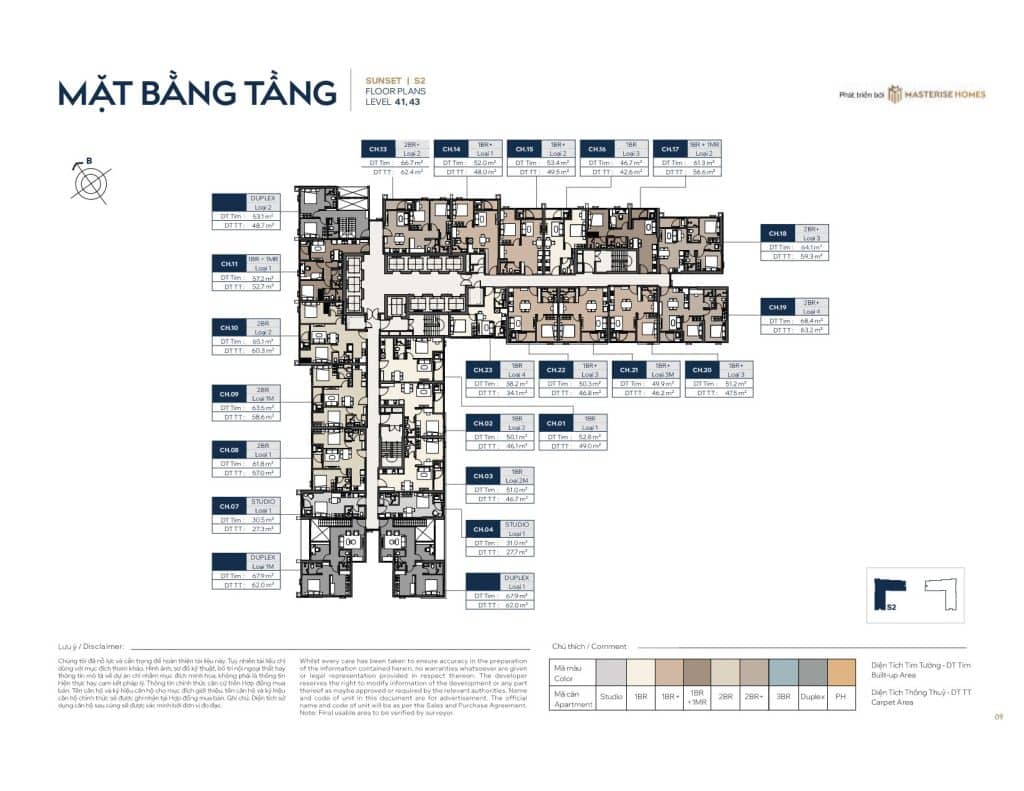 Masteri Grand Avenue tòa S2 The Sunset tầng 41, 43