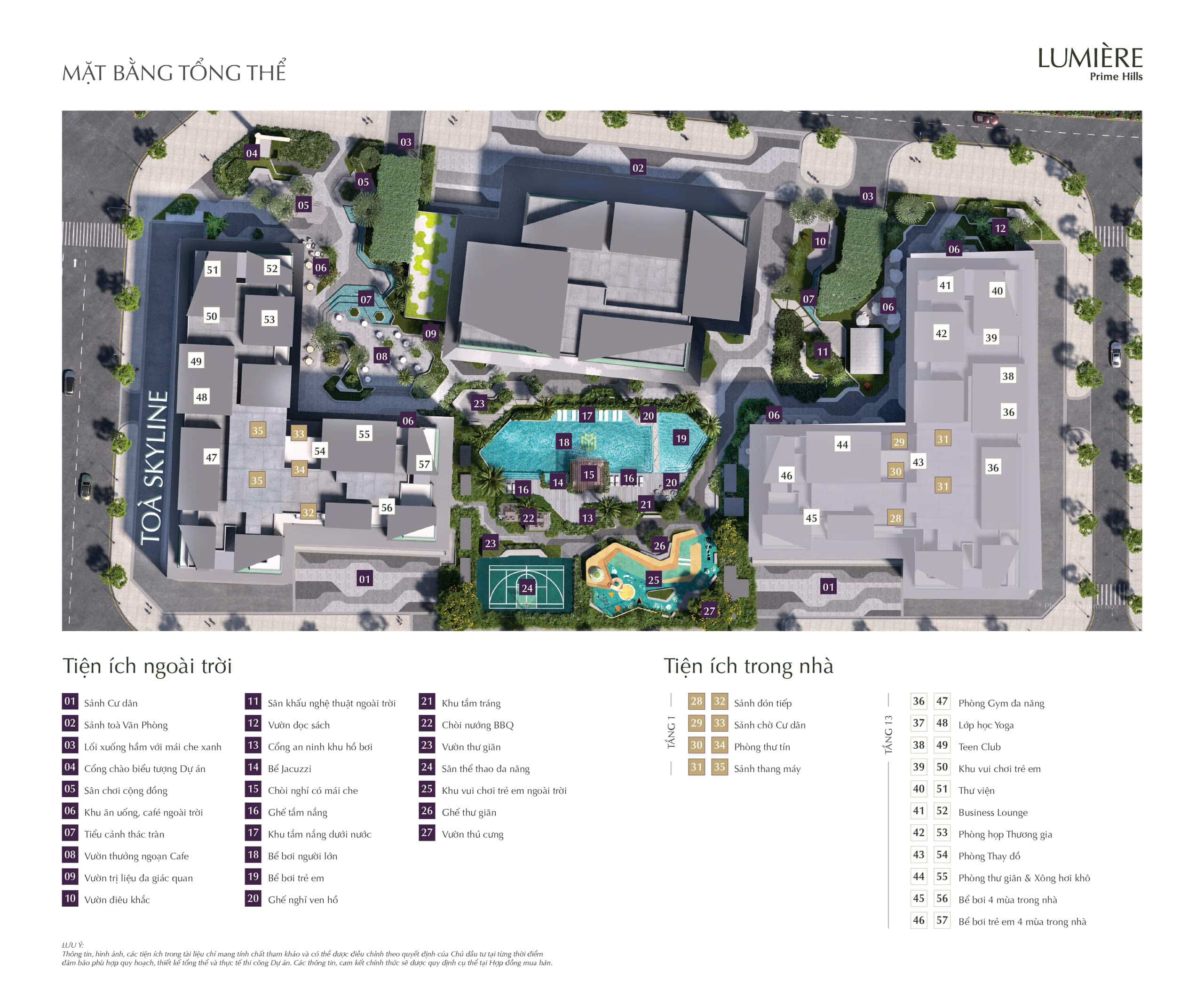 Mặt bằng tiện ích Lumiere Prime Hills