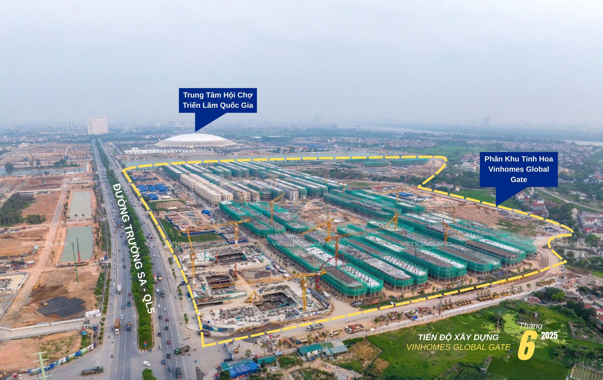Vị trí thực tế phân khu Tinh Hoa và tiến độ tháng 6-2025