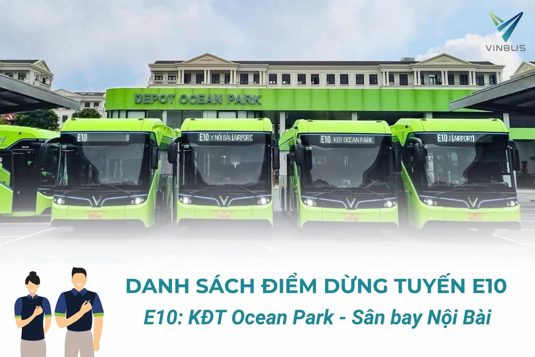 Danh sách các điểm dừng của tuyến bus E10 Hà Nội