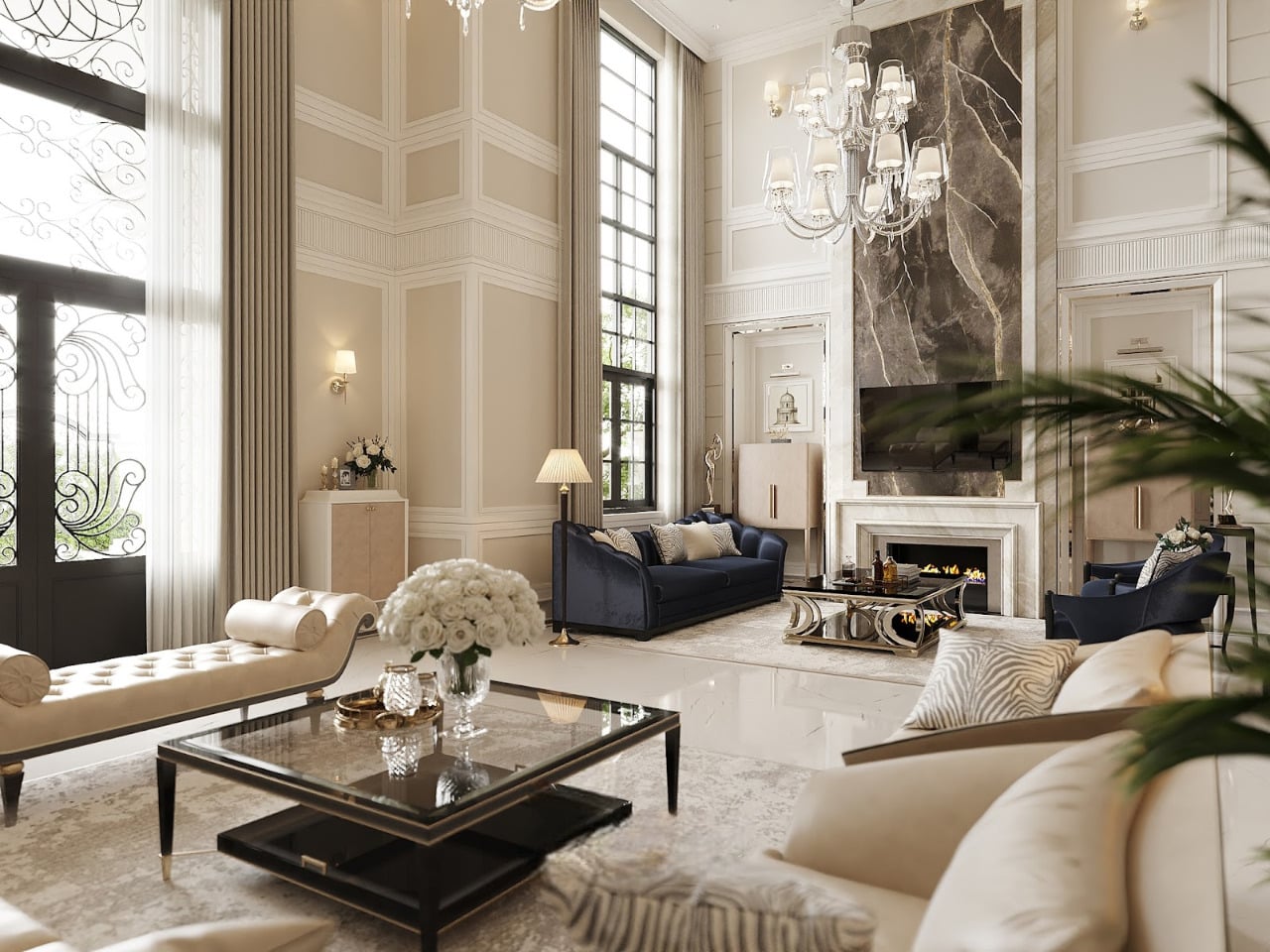 Phòng khách biệt thự luxury luôn được thiết kế để mang lại cảm giác sang trọng và đẳng cấp