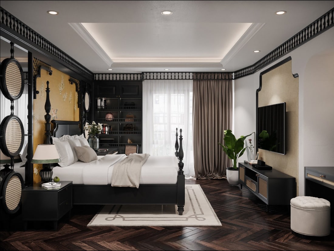 Phòng ngủ phong cách Indochine với nhiều kiểu thiết kế