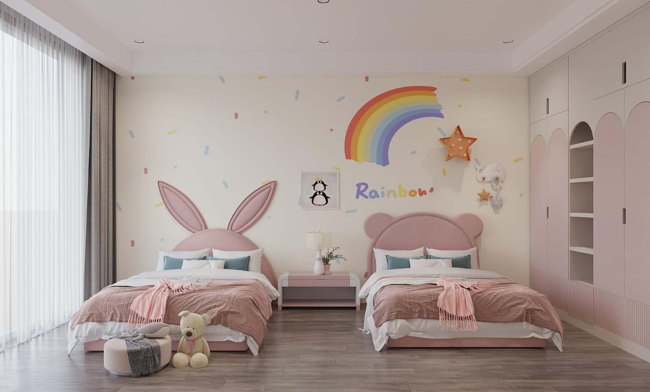 Phòng ngủ với thiết kế đáng yêu dành cho bé gái