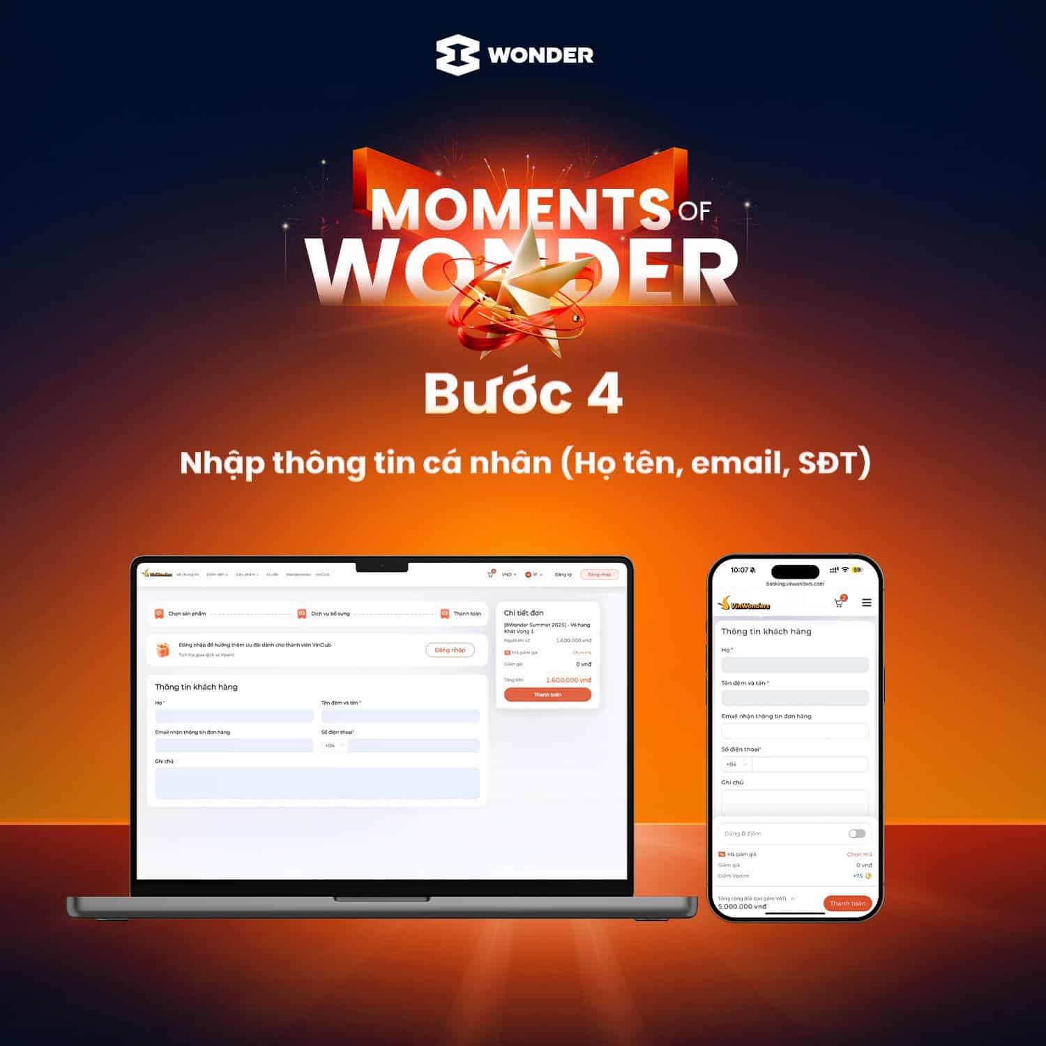 Nhập thông tin cá nhân (Họ tên, email, SĐT)