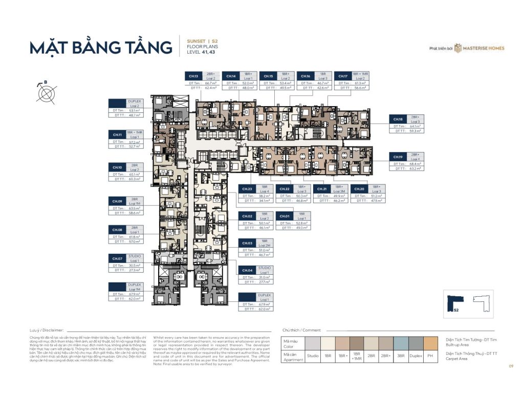 Mặt bằng tầng 41, 43