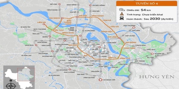 Vị trí Vinhomes Global Gate Cổ Loa gần 2 nhà ga thuộc tuyến Metro số 4