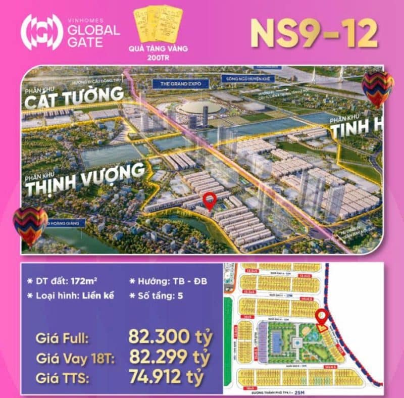Liền kề NS9-12 - Phân khu Thịnh Vượng - Vinhomes Cổ Loa