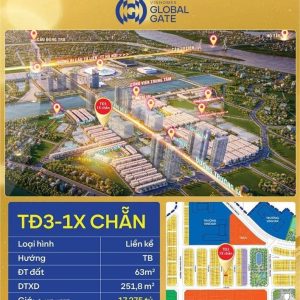 Giá bán liền kề Thời Đại Vinhomes Cổ Loa Global Gate Đông Anh TDD3-1X